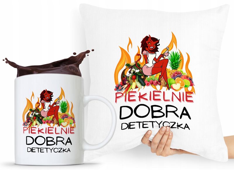 Zestaw Poduszka + Kubek Dla Dietetyka Dietetyczki Z Nadrukiem Ze Zdjęciem zdjęcie 1