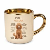 Pudel - anatomia - elegancki kubek na prezent Beżowy PIES RASA URODZINY