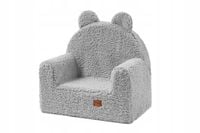 Fotel DLA DZIECKA miś -FOTELIK-PUFA Z OPARCIEM pluszowy kolor szary MIŚ