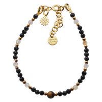 Bransoletka mix - Turmalin, cytryn, kwarc różowy i srebro złocone