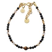 Bransoletka mix - Turmalin, cytryn, kwarc różowy i srebro złocone