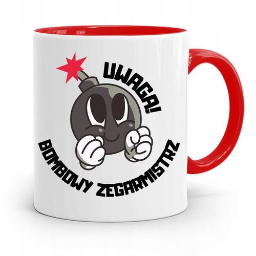 Kubek Czerwony Zegarmistrza Bobmowy Zegarmistrz Z Nadrukiem Ze Zdjęciem na Arena.pl