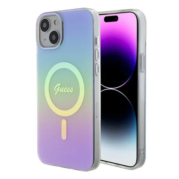 Etui Guess IML Iridescent MagSafe do iPhone 15 Plus - fioletowe zdjęcie 1