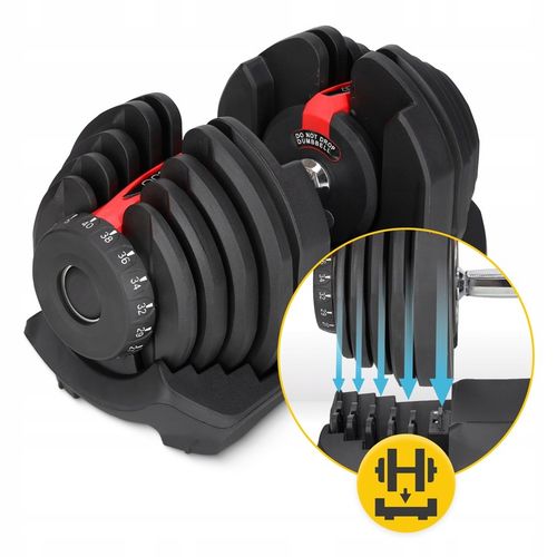 HANTEL REGULOWANY CIĘŻAR HANTLA NOWOCZESNY SZYBKI SYSTEM REGULACJI 5-40KG na Arena.pl