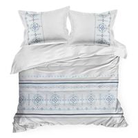 Pościel bawełniana z haftem HAFT 160X200 70X80X2 biało-niebieska