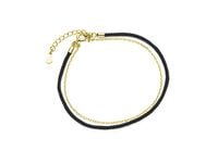 Bransoletka szczęścia celebrytka czarna bawełna łańcuszek ankier srebro 925 Z1704BG_B