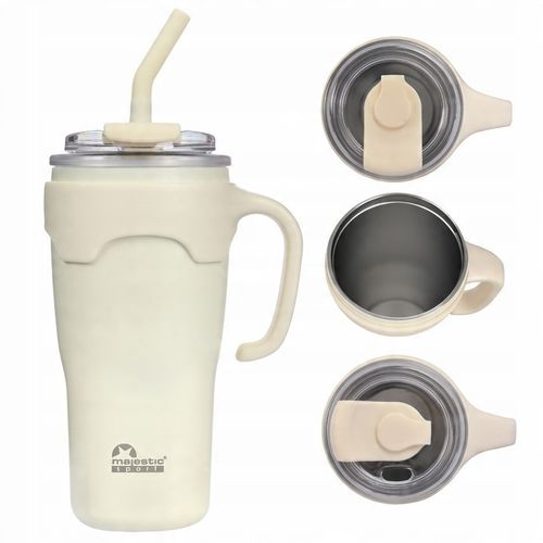 Kubek Termiczny Ze Słomką Majestic Sport Jelly 650 ml Biały na Arena.pl