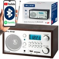 RADIO KUCHENNE BUDOWLANE BLUETOOTH PRZENOŚNE RETRO LCD ZEGAR ANTENA FM USB