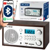 RADIO KUCHENNE BUDOWLANE BLUETOOTH PRZENOŚNE RETRO LCD ZEGAR ANTENA FM USB