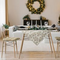 Obrus dekoracyjny świąteczny NOEL 135x180 szampański motyw świąteczny