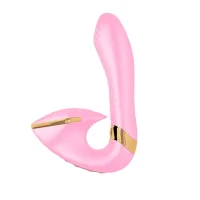 shunga soyo light pink - dwusilnikowa maszyna intymna silikonowa 17 cm