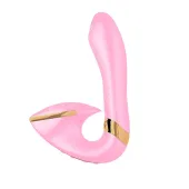 shunga soyo light pink - dwusilnikowa maszyna intymna silikonowa 17 cm
