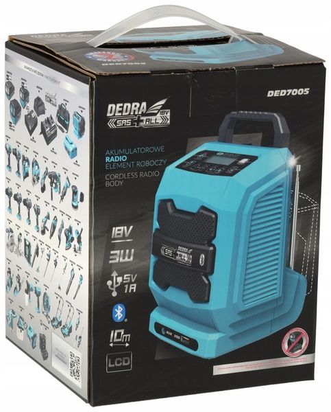 RADIO bluetooth przenośne Głośnik DEDRA SAS+ALL aku 2Ah AUX USB Powerbank zdjęcie 8