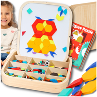 drewniana skrzynka z magnetyczną mozaiką montessori kreatywna zabawa dla