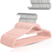 KOMPLET 10 SZT WIESZAKI WELUROWE RÓŻOWE ANTYPOŚLIZGOWE SMUKŁE DO SZAFY