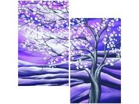 60X60CM KWITNĄCE DRZEWO NOCĄ DWU OBRAZ ŚCIAN
