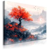 Obraz Canvas Krajobraz Góry We Mgle Ptaki Styl Japoński Natura 40cm x 30cm