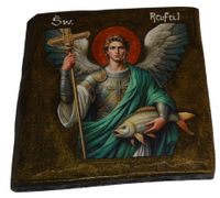 Ikona Święty Rafał patron aptekarzy chorych lekarzy podróżujących policji