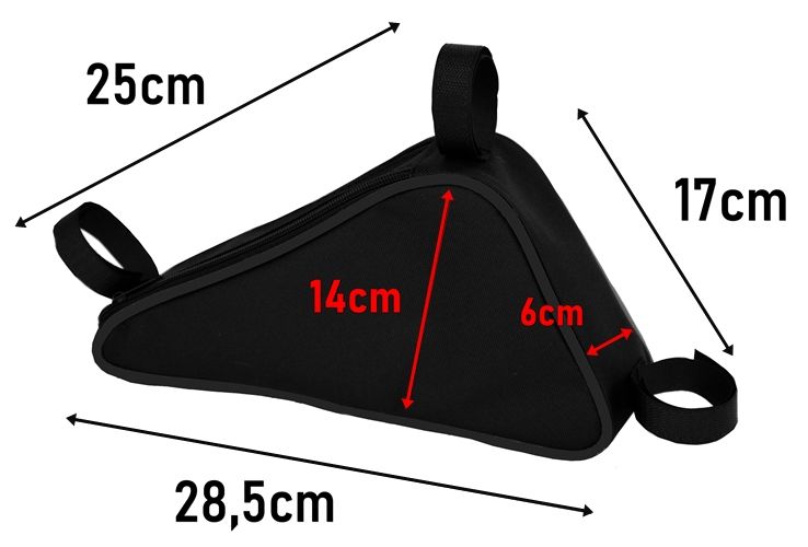 SAKWA NA RAMĘ ROWEROWĄ, TORBA ROWEROWA TRÓJKĄT, czarna zdjęcie 2