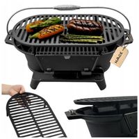 GRILL ŻELIWNY WĘGLOWY TURYSTYCZNY OGRODOWY HIBACHI DUŻY RUSZT 50cm ZESTAW