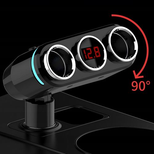 Rozdzielacz gniazda zapalniczki ładowarka 2x USB-A LCD 12/24 V 100 W na Arena.pl