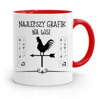 Kubek Czerwony Dla Najlepszego Grafika Na Wsi Z Nadrukiem Ze Zdjęciem