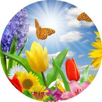 Opłatek na tort Urodziny 18 30 40 50 60 Kwiaty Czerwone Maki Okazjonalny