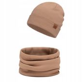 Czapka damska bawełniana + komin komplet Karmelowy