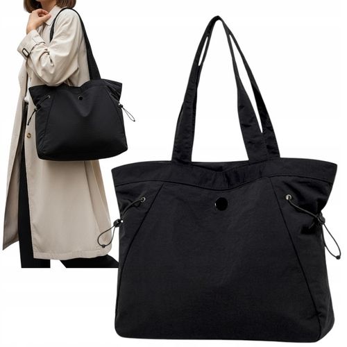 TORBA NA RAMIĘ DAMSKA CZARNA MIEJSKA NA ZAMEK PRAKTYCZNA POJEMNA LEKKA na Arena.pl