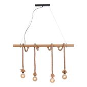Rustykalna lampa wisząca Rope drewniana belka do jadalni