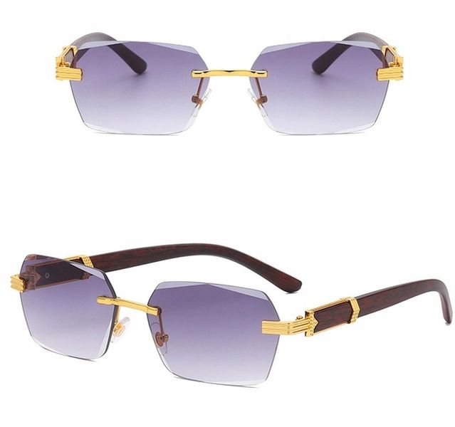 Okulary Przeciwsłoneczne bezramkowe prostokątne Damskie męskie UV400 Brąz zdjęcie 6