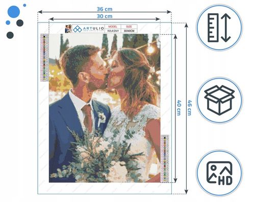 HAFT DIAMENTOWY Z TWOJEGO ZDJĘCIA Obraz 40x30cm Diamond Painting Mozaika na Arena.pl