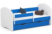 Łóżko dziecięce 140x70 SMILE z materacem i szufladą niebieskie