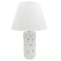 LAMPKA NOCNA BIAŁA Z KRYSZTAŁKAMI PIKOWANA LAMPA DEKORACYJNA