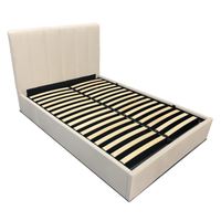 Łóżko tapicerowane 160x200 Vertica krem stelaż pojemnik wysoki zagłówek