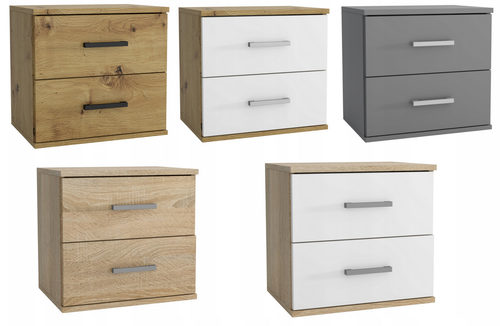 SZAFKA NOCNA Z SZUFLADAMI ARTISAN/BIAŁY 48CM nowoczesna szafka do sypialni na Arena.pl