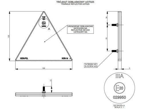 Trójkąt odblask czerwony na 2 śruby (UOT025) na Arena.pl