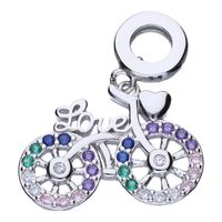Rodowany srebrny wiszący charms pandora rower bicycle cyrkonie srebro 925 BEAD62