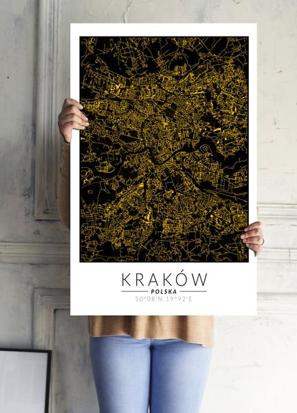 Kraków mapa złota - plakat 40x60 cm zdjęcie 2