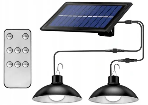 Lampa solarna żyrandol 2x panel solar + pilot 2w1 na Arena.pl