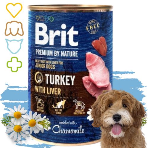 mokra karma dla psa indyk wątróbka brit premium by nature 400g turkey&liver na Arena.pl
