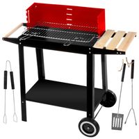 GRILL WĘGLOWY OGRODOWY NA KOŁACH, PÓŁKI, GRIL NA BRYKIET BBQ GRILL&CHILL