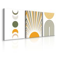 Obrazy Na Płótnie Do Salonu Set Boho Księżyce Słońce Abstrakcja 90cm x 40cm