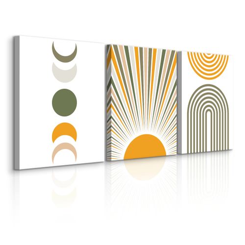 Obrazy Na Płótnie Do Salonu Set Boho Księżyce Słońce Abstrakcja 90cm x 40cm na Arena.pl