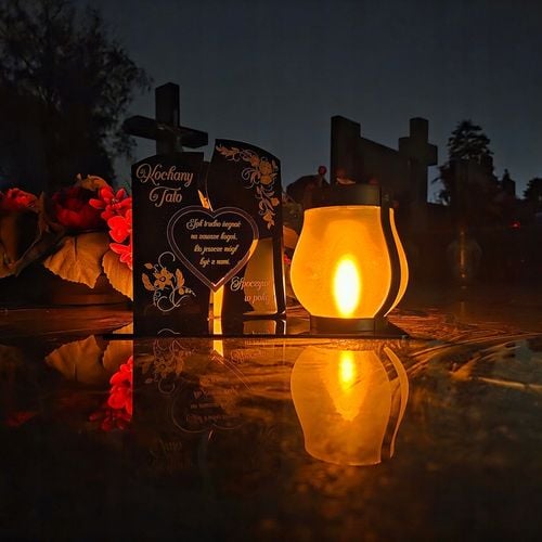 WIECZNY ZNICZ SOLARNY LED Statuetka dla TATY na Grób Wszystkich Świętych na Arena.pl
