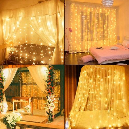 KURTYNA ŚWIETLNA LAMPKI 300 LED BIAŁY CIEPŁY GIRLANDA OKIENNA 3x3m + PILOT na Arena.pl