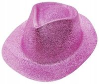 Kapelusz Gangsterski Brokatowy Panieński Różowy Karnawał Przebranie Bal