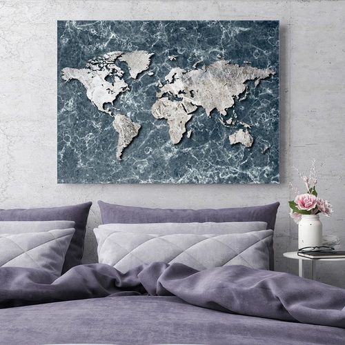 Deco Panel, Mapa świata na marmurze 120x80 na Arena.pl