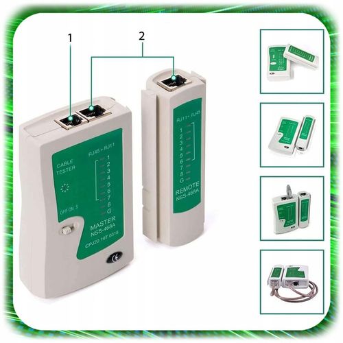 TESTER KABLI SIECIOWYCH RJ45 Przewodów Zaciskarka ZESTAW Sieci LAN ŚCIĄGACZ na Arena.pl