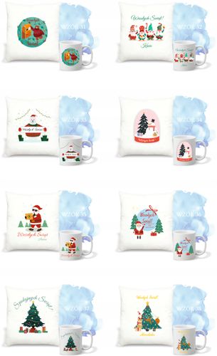 Zestaw PODUSZKA i KUBEK świąteczny PREZENT twoje zdjęcie imię różne wzory na Arena.pl